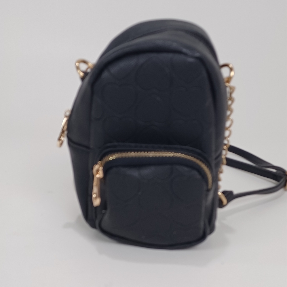 Black Crossbody Bag with Gold Hardware and Textured Design!